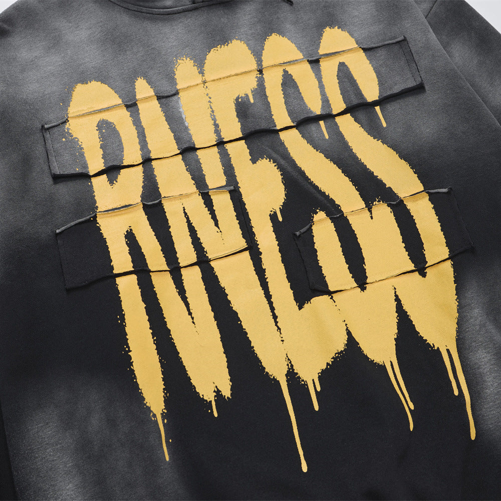 Gradient spray painting for dirty hoodies