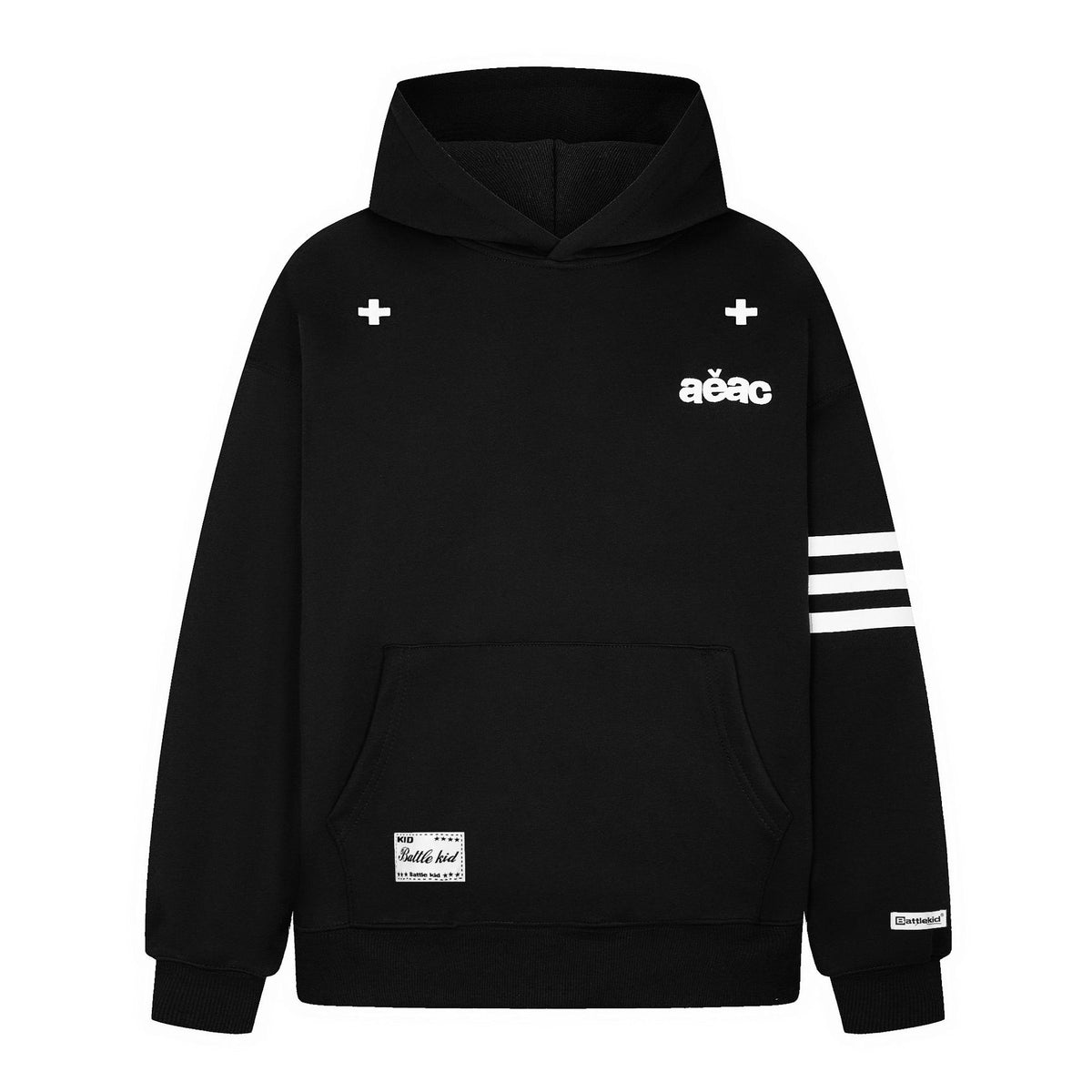 Casual Unisex Long Sleeve Sweatshirt with Striped Sleeves and Letter Embroidery