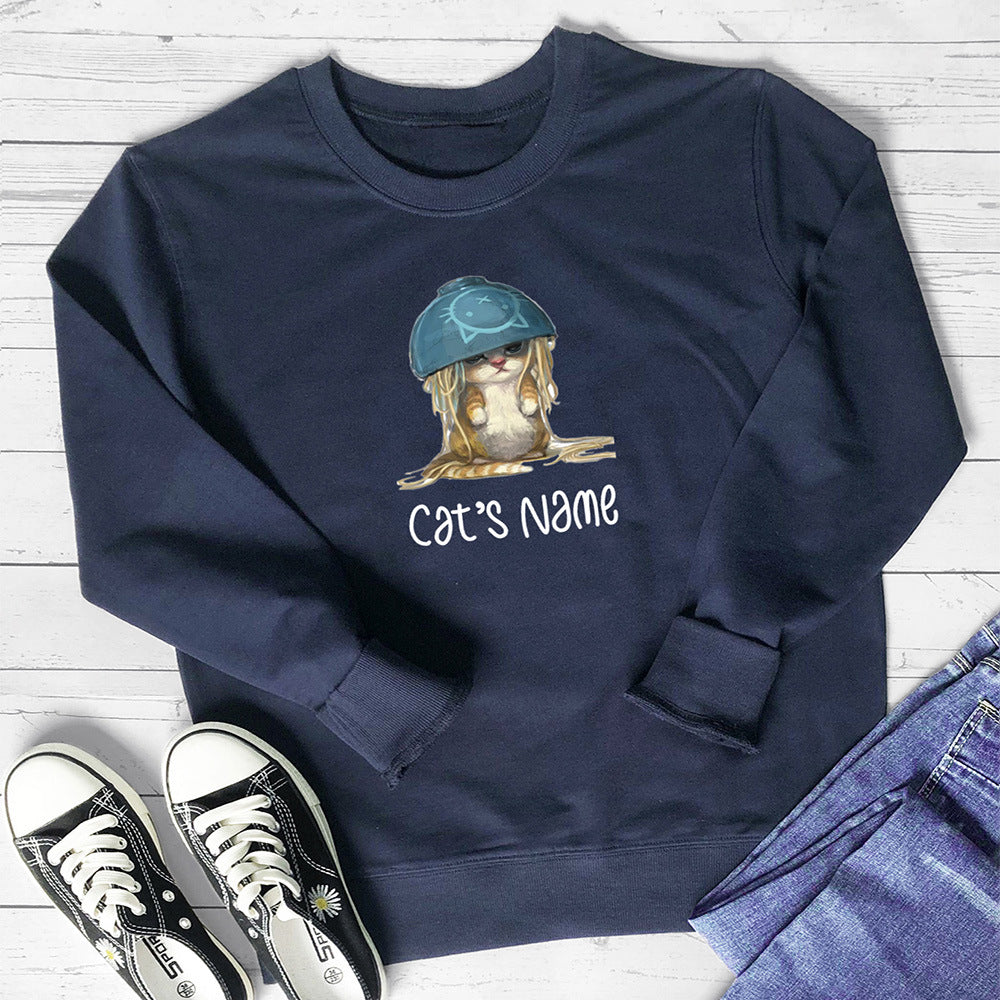 Cat's name cat noodle printed hoodie
