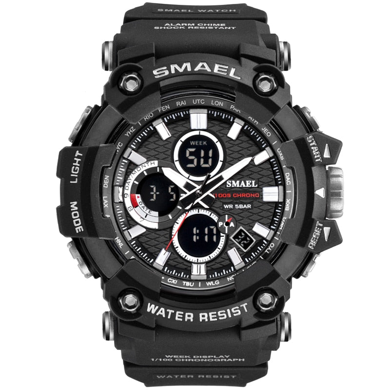 SMAEL 1802D Sport Watch Dual Time Men Watches 50m WaterproofMale Clock  Military Watches for Men  Shock Resisitant Sport Watches Gifts