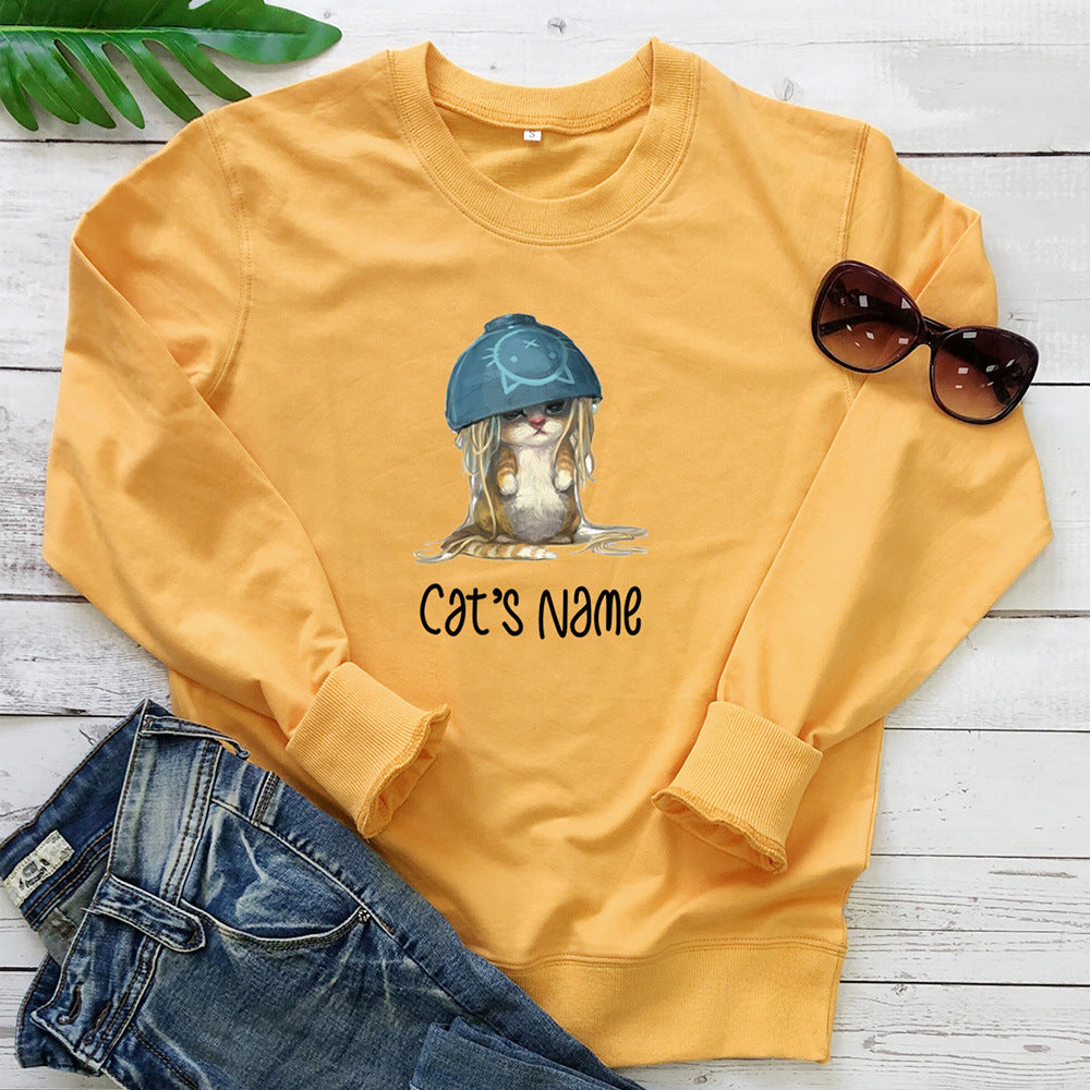 Cat's name cat noodle printed hoodie