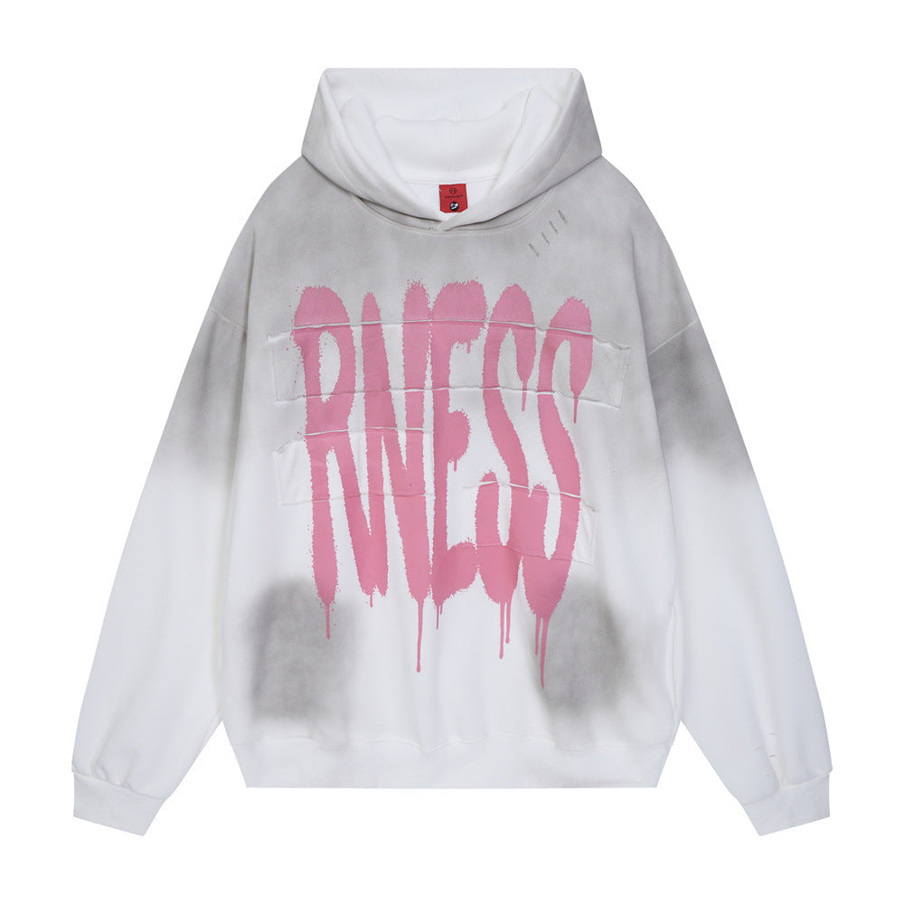 Gradient spray painting for dirty hoodies