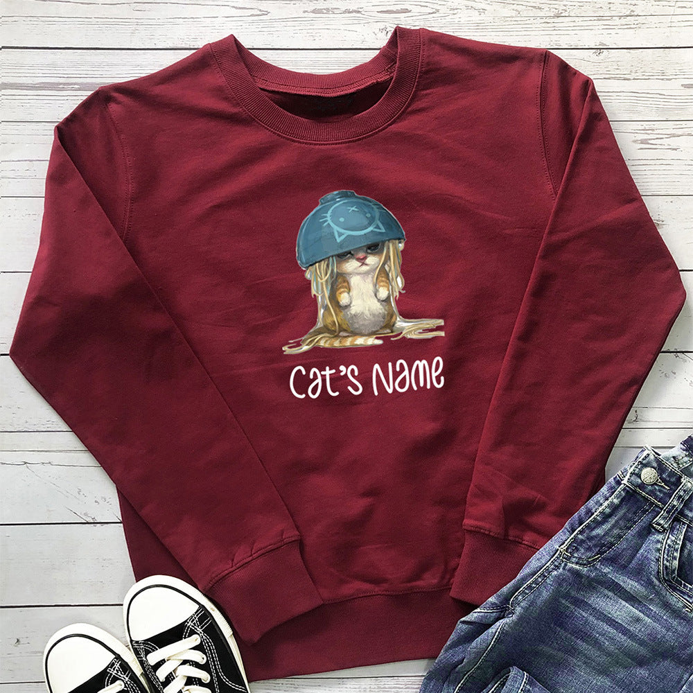 Cat's name cat noodle printed hoodie