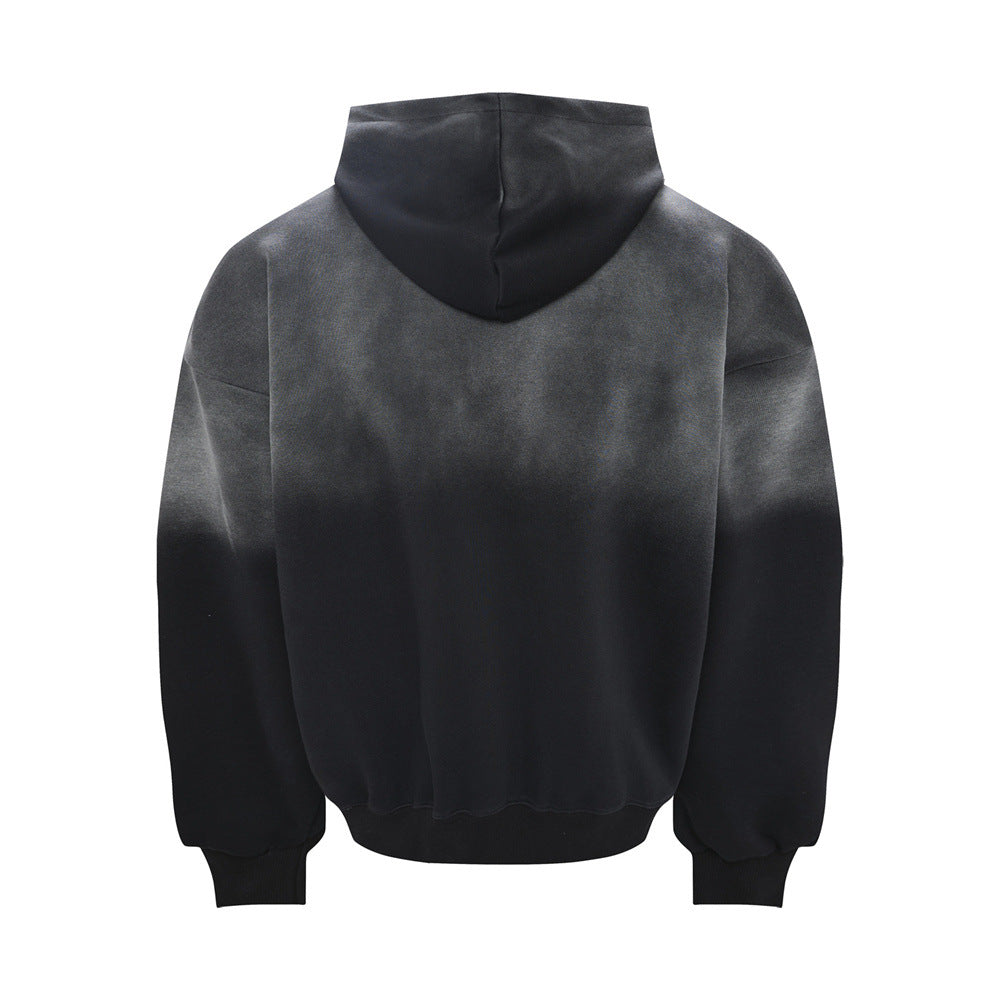 Gradient spray painting for dirty hoodies