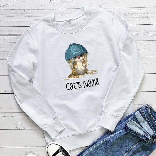 Cat's name cat noodle printed hoodie
