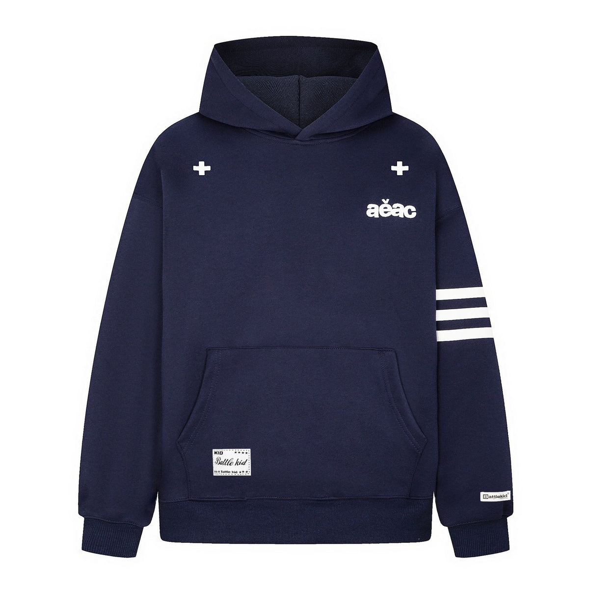 Casual Unisex Long Sleeve Sweatshirt with Striped Sleeves and Letter Embroidery