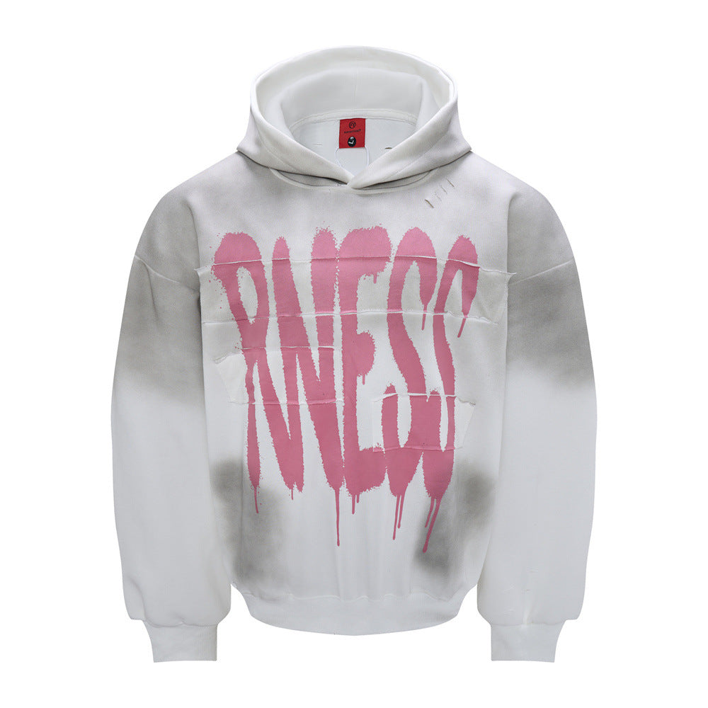 Gradient spray painting for dirty hoodies